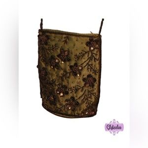 Olive Beaded Floral Crossbody Bag